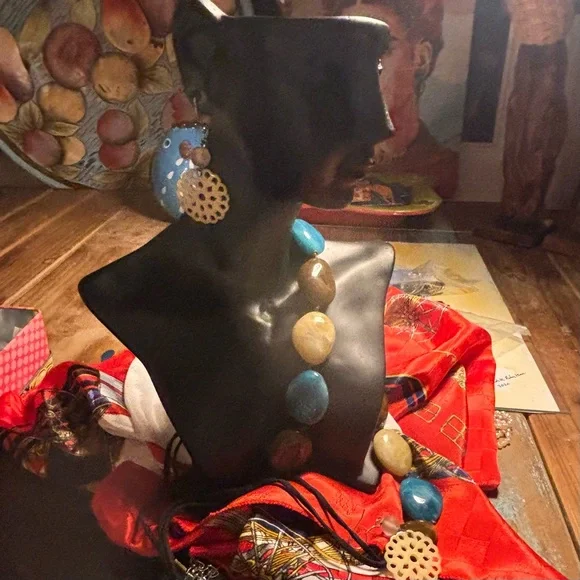 Carved Mandala Filigree Earrings Frosted SeaGlass #Bohochic #dangledrops #sheesh - Picture 3 of 5